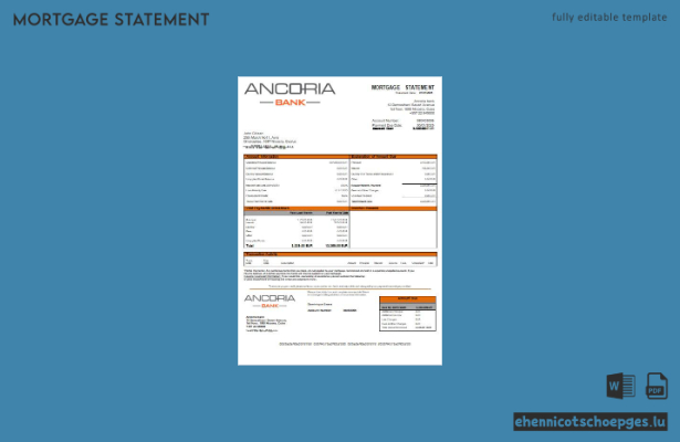 Beispiel eines Hypothekenauszugs der Ancoria Bank in Zypern (Vorschau)